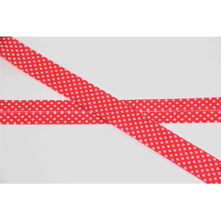 Schrgband Baumwolle 20mm Punkte rot