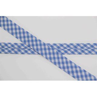 Schrgband Baumwolle 20mm Vichy-Karo blau