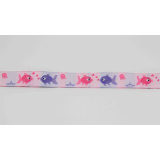 Webband 16mm Fische rosa/lila