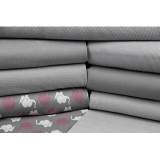 Jacquard Elefanten grau/weiss