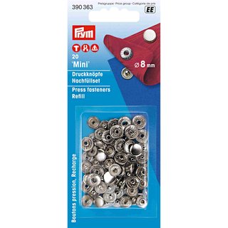 Mini Druckknpfe Nachfllset 8mm silberfarben 20 Stck