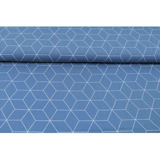 Baumwolle Grafische-Muster-Serie big Hexagon blau