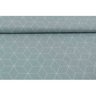 Baumwolle Grafische-Muster-Serie big Hexagon grün pastell...