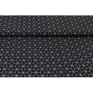 Baumwolle Grafische-Muster-Serie Hexagon schwarz