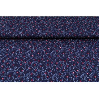 Baumwolle Trachten-Serie Blümchen dunkelblau