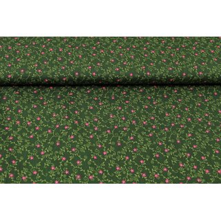 Baumwolle Trachten-Serie Blümchen olivgrün