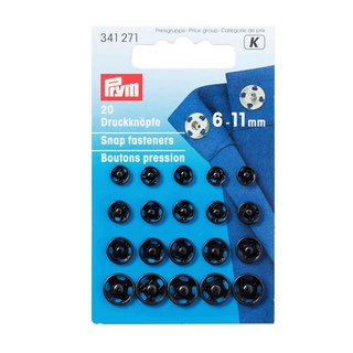 PRYM Annh-Druckknpfe 6-11mm 20 Stck schwarz