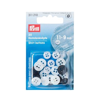 PRYM Hemdenknpfe Kunststoff 11 + 9mm Perlmuttimitaion/Anthrazit 20 Stck