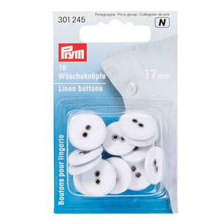 PRYM Wscheknpfe Leinen 17mm weiss 16 Stck