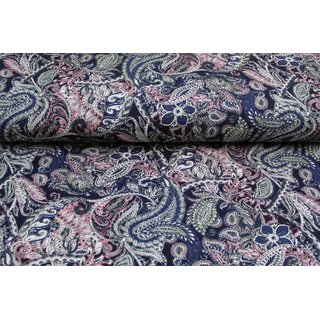 French Terry Chaos Muster Paisly blau/lila