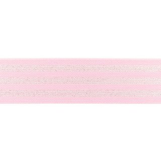 Glitzer-Gummiband Silber 40mm rosa hell