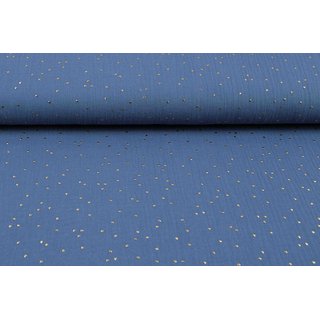 Musselin glänzende Gold-Dots blau