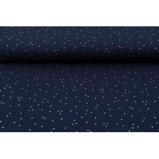 Musselin glänzende Gold-Dots dunkelblau