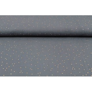 Musselin glänzende Gold-Dots dunkelgrau