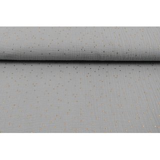Musselin glänzende Gold-Dots hellgrau