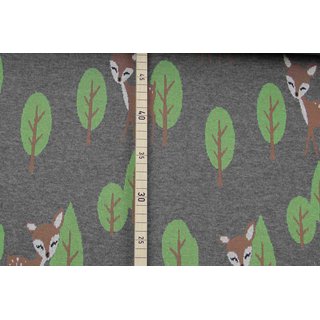 Jacquard Rehe im Wald grau meliert