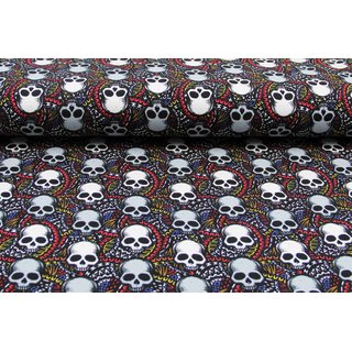 French Terry Flowy Skulls rost/gelb