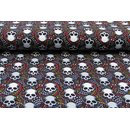 French Terry Flowy Skulls rost/gelb