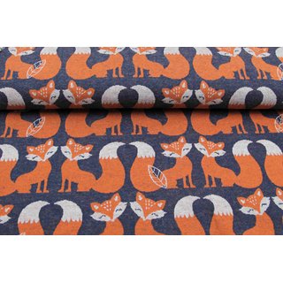 Hochwertiger Jacquard foxy Füchse XL nachtblau/orange