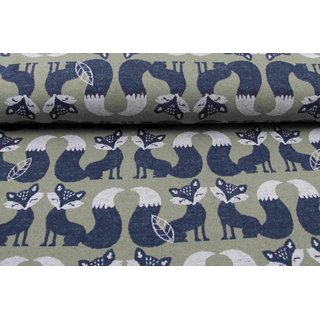 Hochwertiger Jacquard foxy Füchse XL olivbraun
