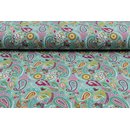 French Terry florales Paisley schattengrn hell