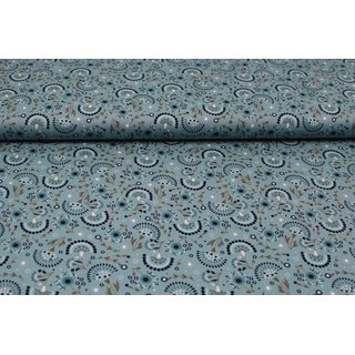 Baumwolle SPRING Pfauenblumen dusty mint