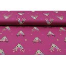 Jersey FANCY FOIL Hirsch mit Blumengeweih dark fuchsia