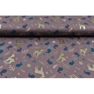 Jersey FANCY FOIL Rehe & Hasen dusty aubergine