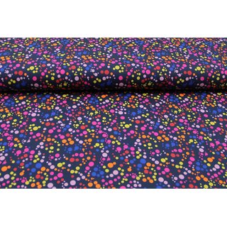 Jersey bunte Multi Dots dunkelblau