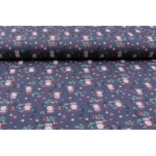 Jersey Eulen mit Blüten mauve