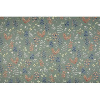 BIO-Baumwolle feine Blumen & Zweige dusty green
