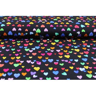 Jersey Digitalprint Multicolor Herzen schwarz