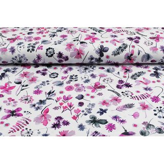 Jersey Digitalprint Wilde Blumen pink