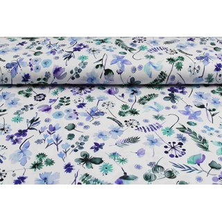 Jersey Digitalprint Wilde Blumen weiss