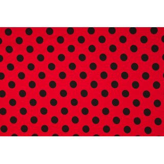 Jersey 2cm black DOTS auf rot