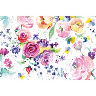 Jersey Digitalprint bunte Blumenpracht weiss