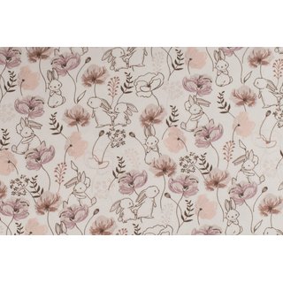 Jersey *Häschen komm mit* floral puder-rosa