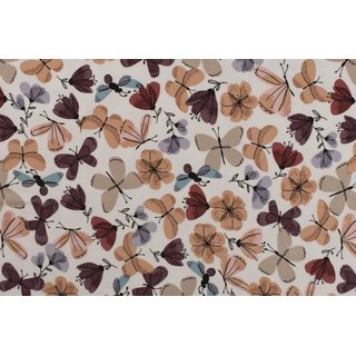 Softshell Digitalprint Schmetterlinge & Blumen offwhite