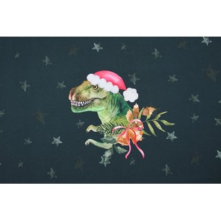 Jersey Panel T-REX mit Weihnachtsmtze