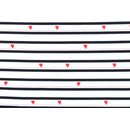 Jersey Herzen auf Linien verziert weiss/schwarz/rot