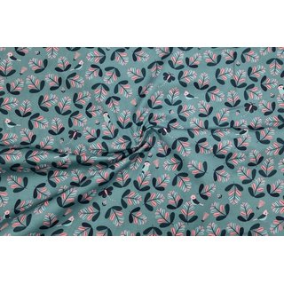 Baumwolle Magic Garden Bltter teal